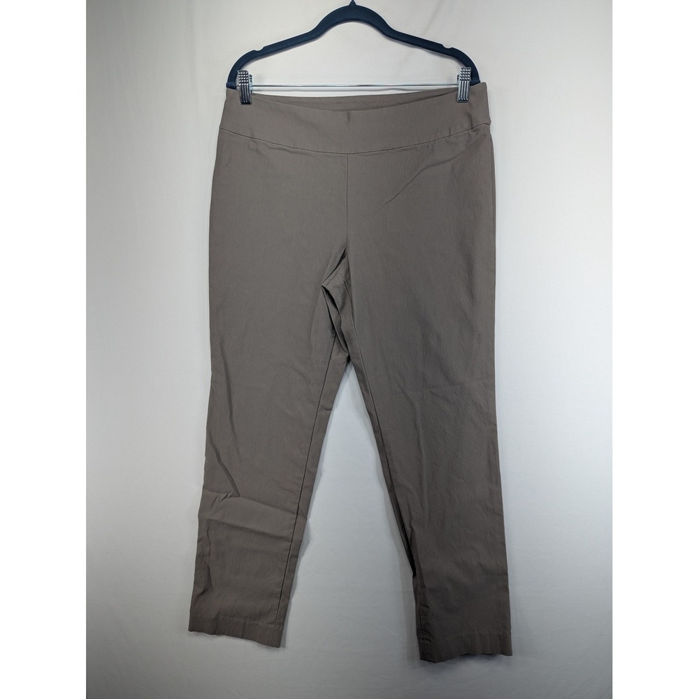 Nic+Zoe Taupe Brown Pull On Stretch Trousers Ankle Pants Size 14 Career Business